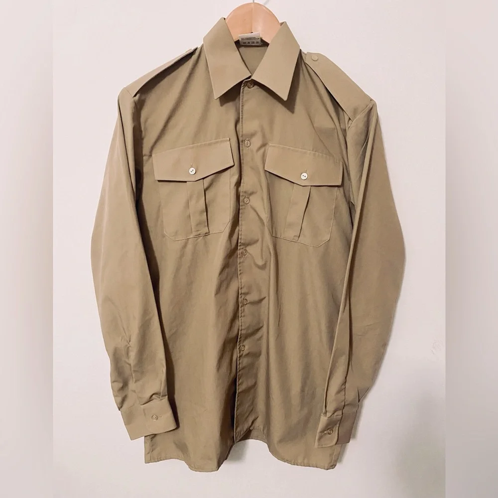 Beige Summer Safari Dress/ Military Shirt - Picture 2 of 7